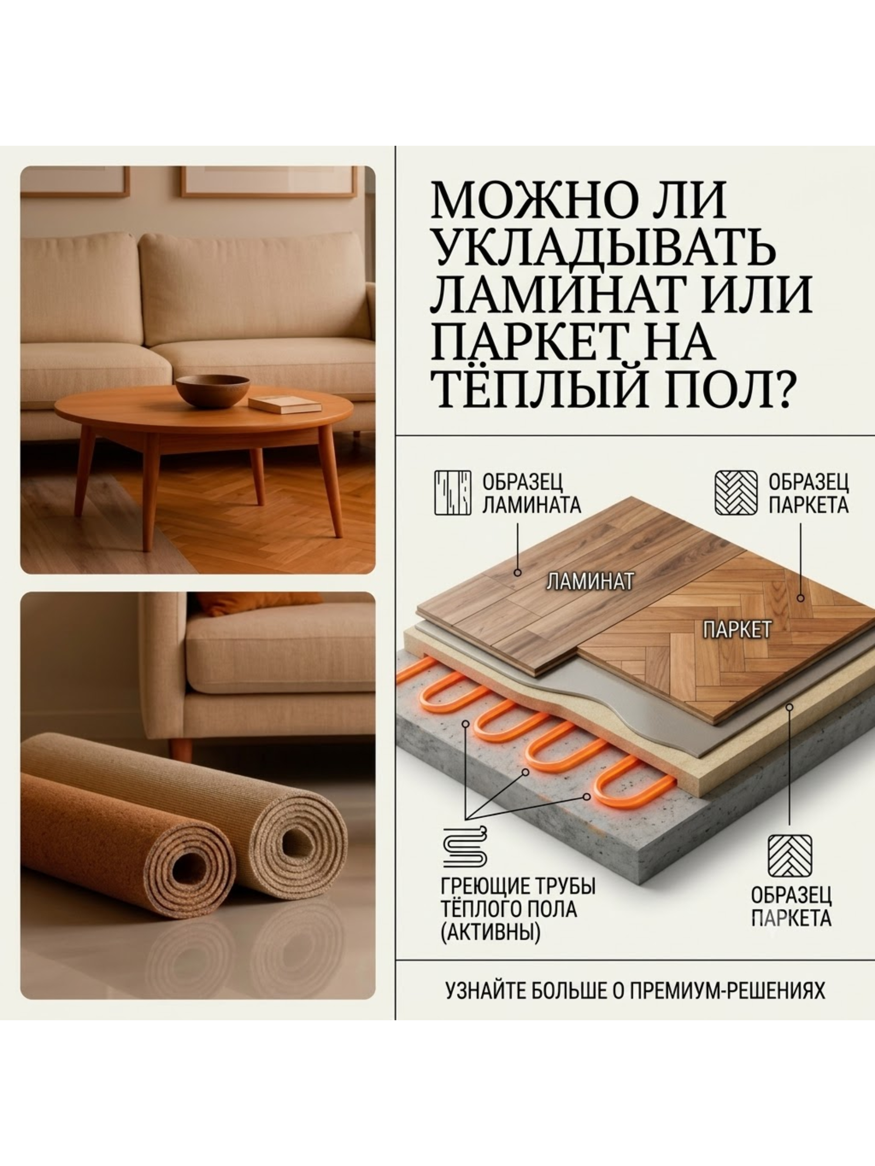 Можно ли укладывать ламинат и паркет на тёплый пол?